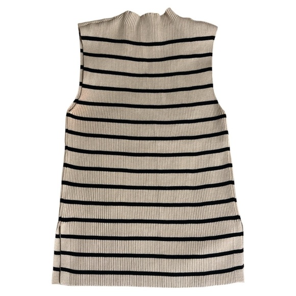 Striped Sleeveless Women's Top - Black and Tan - Picture 6 of 7